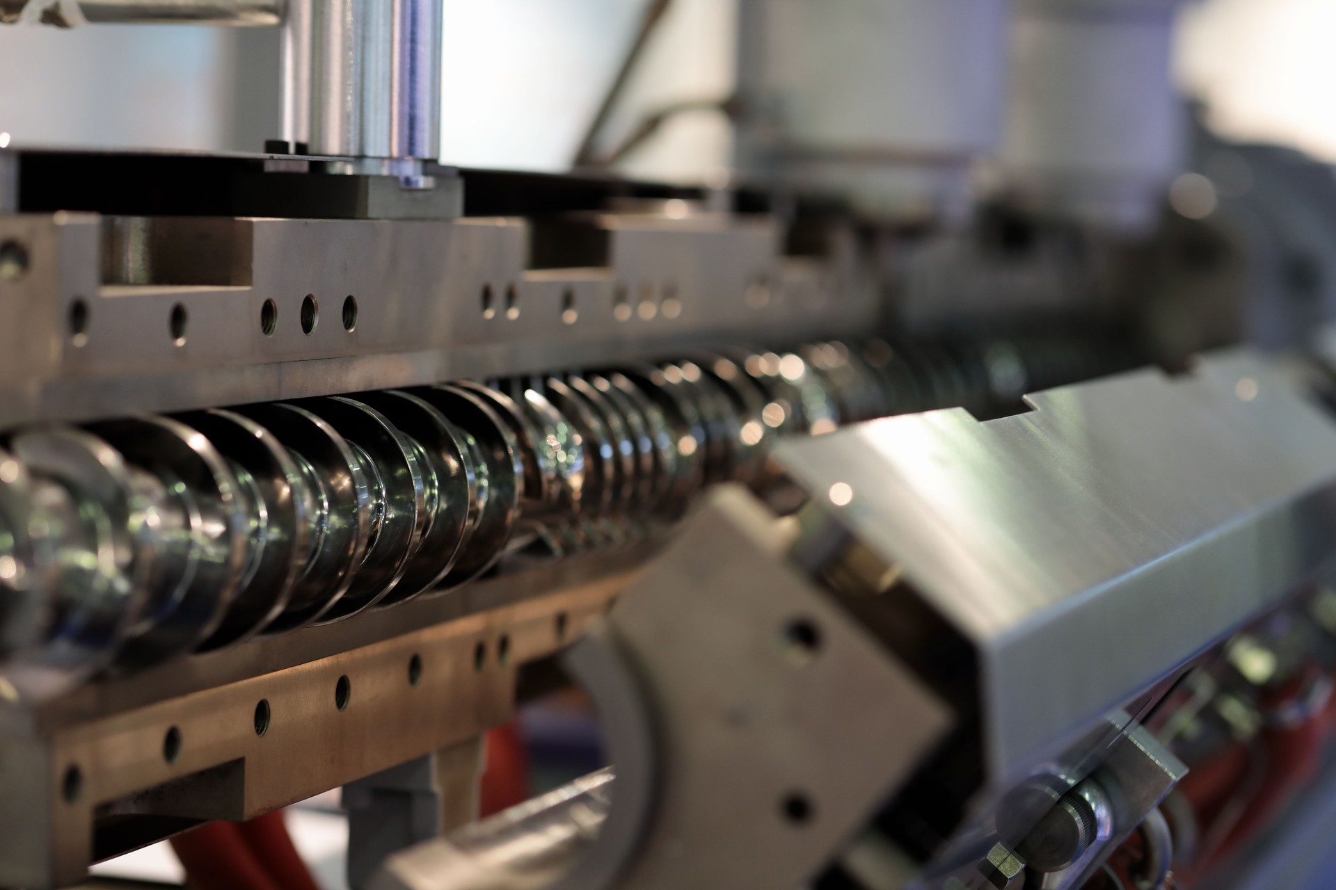 single screw plastic extruder machine close up